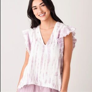 Stark x Lavender Tie-Dye Ruffle Sleeve Blouse